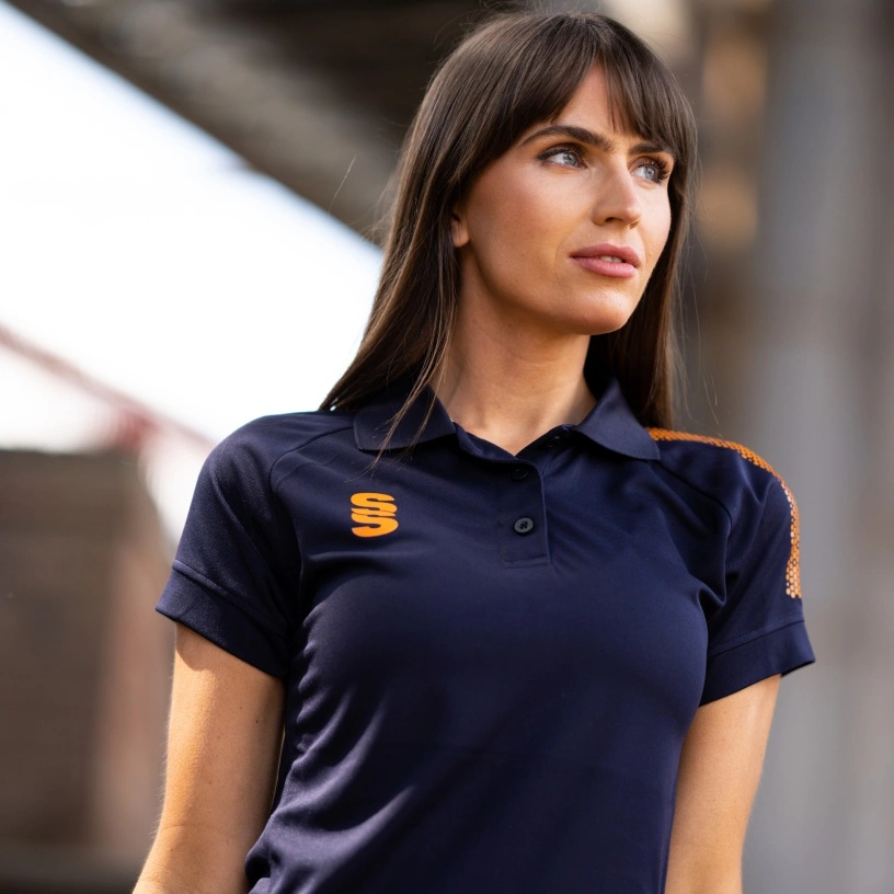 Women's Dual Solid Colour Polo : Navy