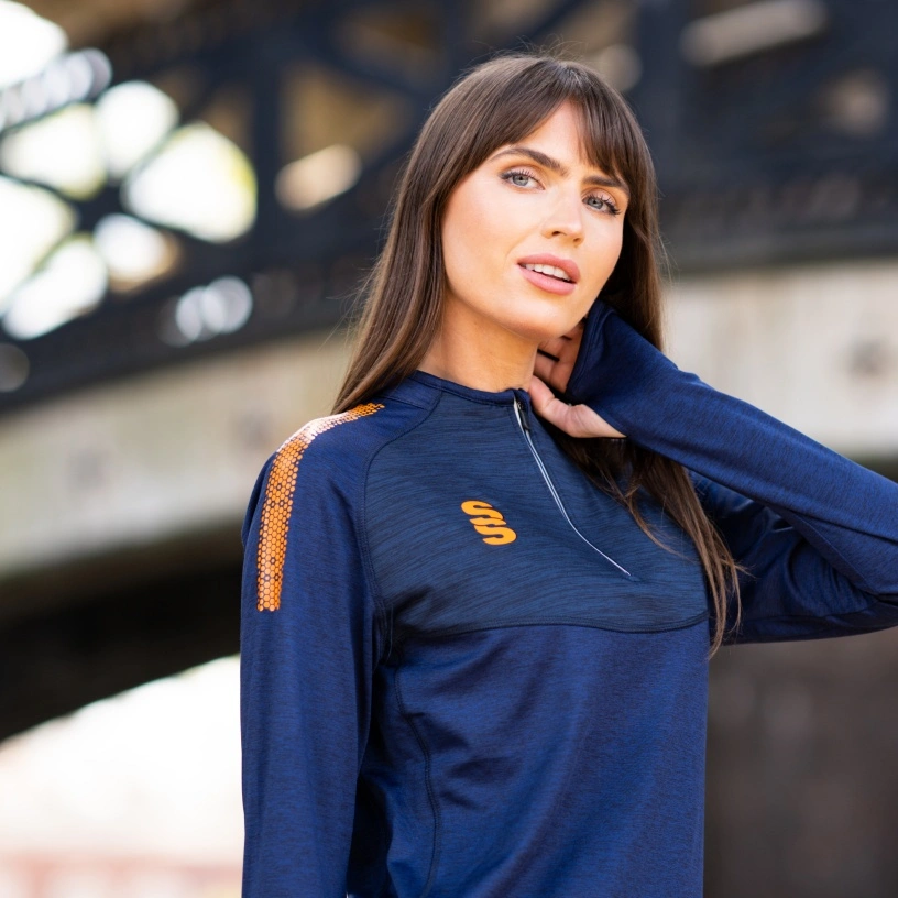 Women's 1/4 Zip Dual Performance Top : Navy